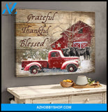Farm Farmhouse Angus Cows Grateful Thankful Blessed Canvas Wall Art Decor