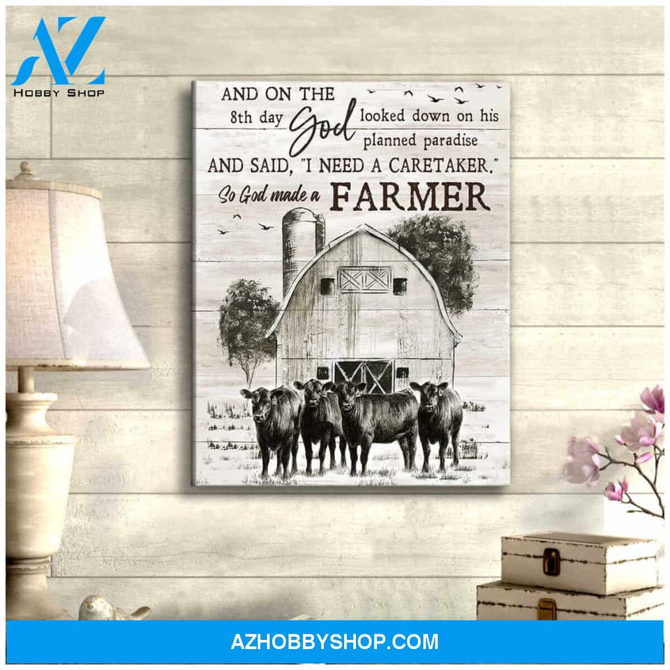 Farm Farmhouse Angus Cow Canvas Wall Art, Wall Decor Visual Art