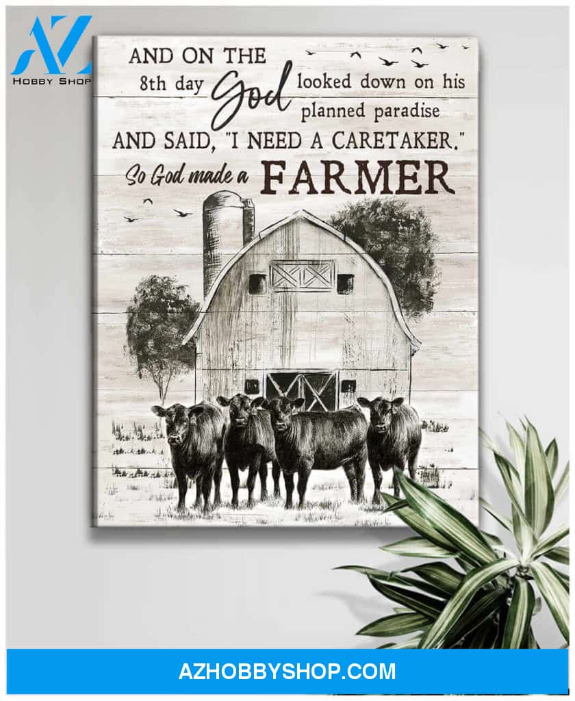 Farm Farmhouse Angus Cow Canvas Wall Art, Wall Decor Visual Art