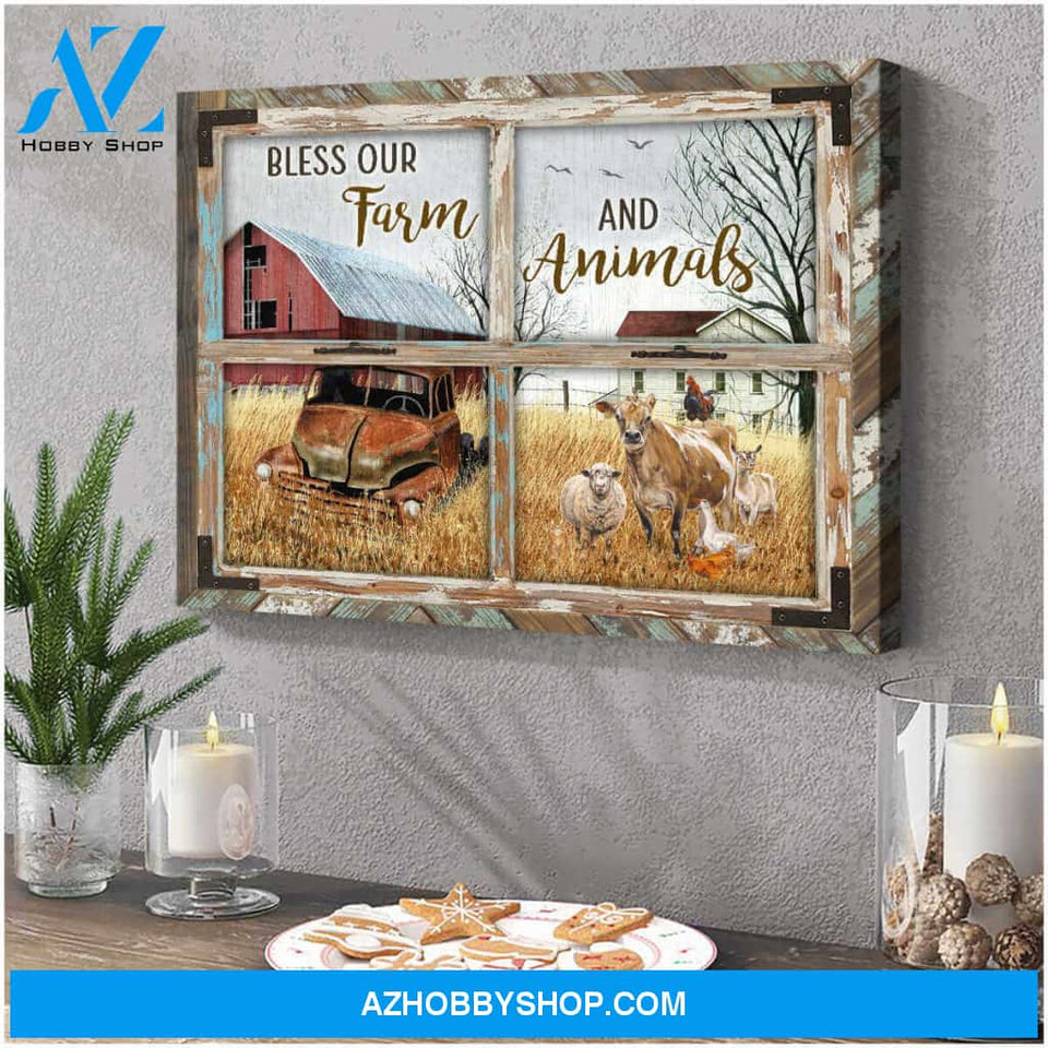 Farm Farmhouse Canvas Bless our farm and animals Wall Art Decor