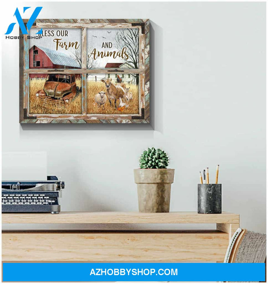Farm Farmhouse Canvas Bless our farm and animals Wall Art Decor
