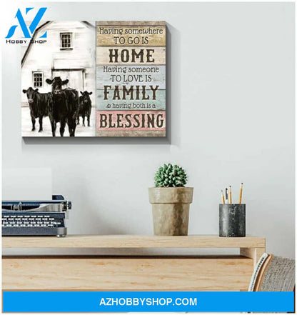 Farm Farmhouse Angus Cows Canvas Having both is a blessing Wall Art Decor, Gifts For Cow Lovers