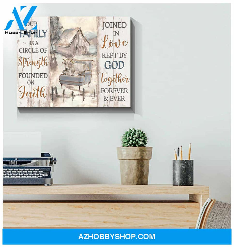 Farm Farmhouse Canvas Our family is a circle of strength Wall Art Decor