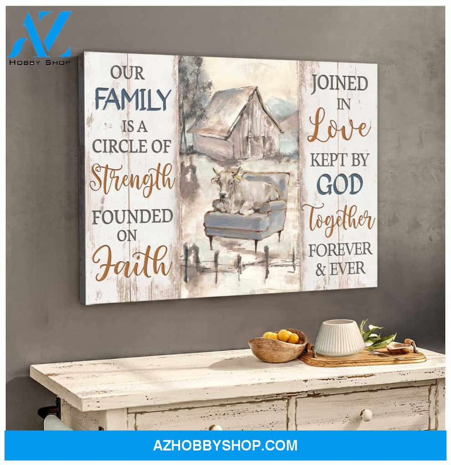 Farm Farmhouse Canvas Our family is a circle of strength Wall Art Decor