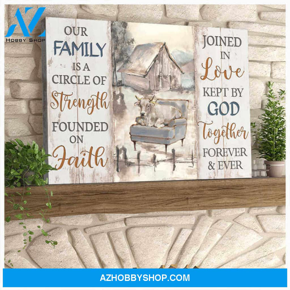 Farm Farmhouse Canvas Our family is a circle of strength Wall Art Decor