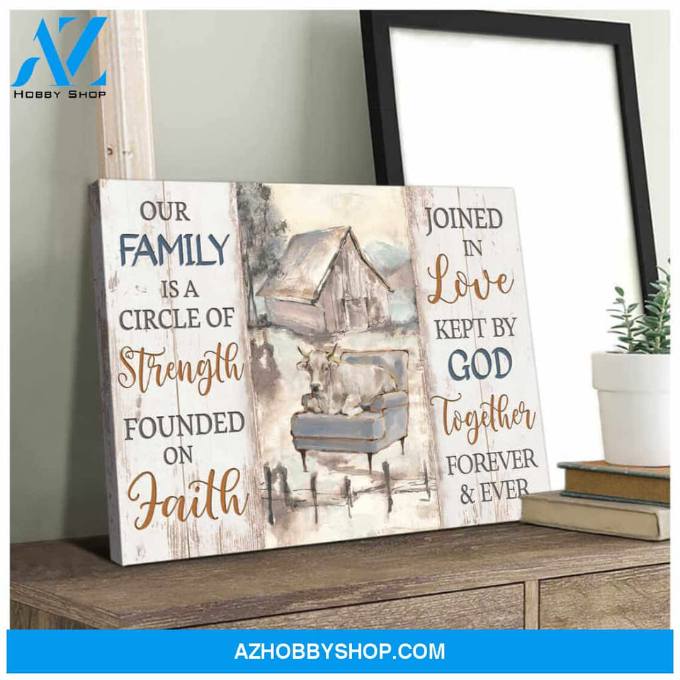 Farm Farmhouse Canvas Our family is a circle of strength Wall Art Decor