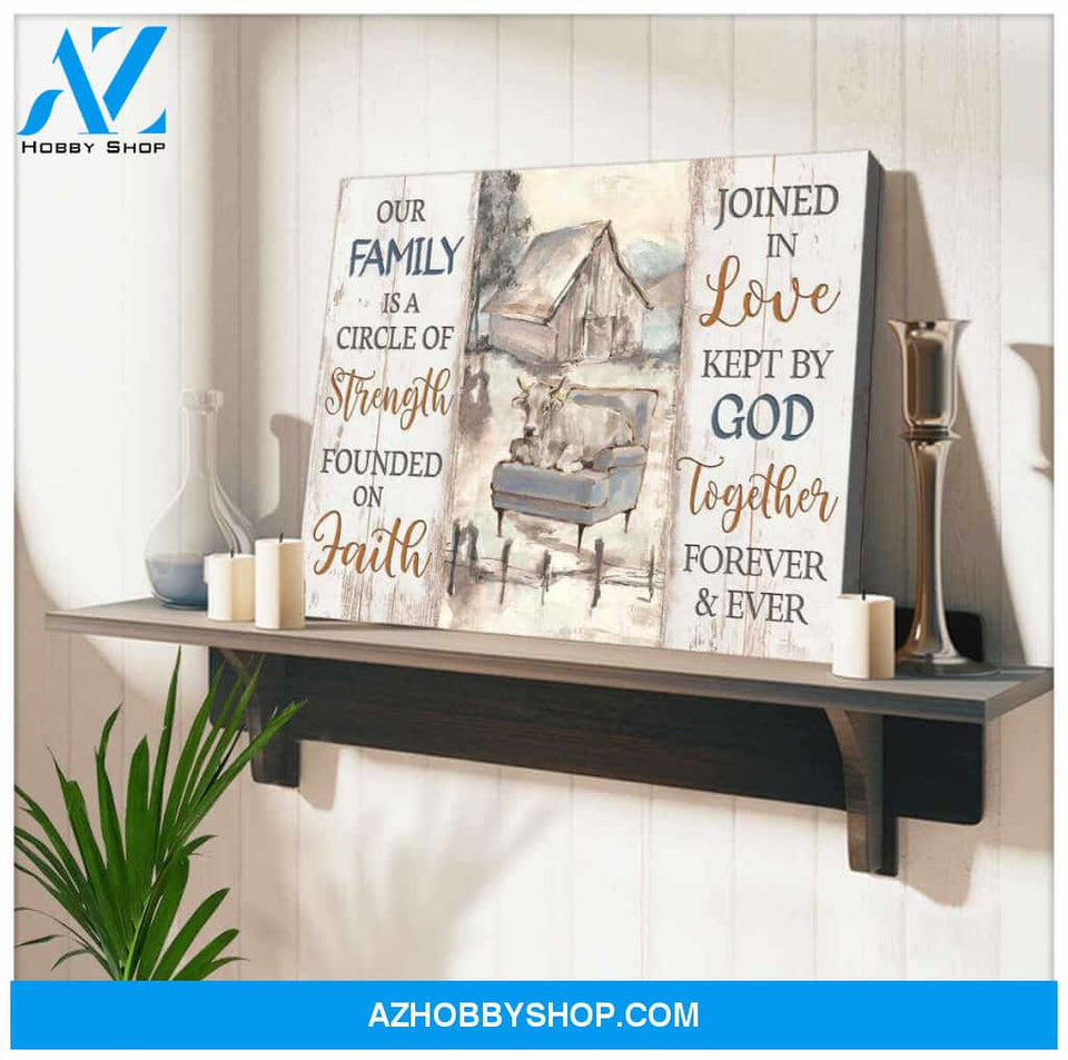 Farm Farmhouse Canvas Our family is a circle of strength Wall Art Decor