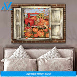 Farm Farmhouse Canvas Pumpkins Red Truck Wall Art Decor
