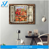Farm Farmhouse Canvas Pumpkins Red Truck Wall Art Decor