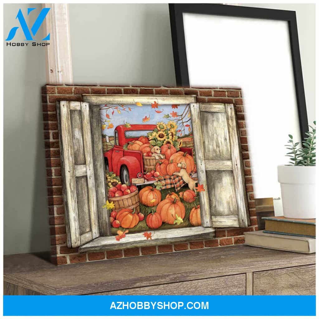 Farm Farmhouse Canvas Pumpkins Red Truck Wall Art Decor