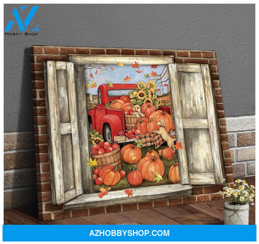Farm Farmhouse Canvas Pumpkins Red Truck Wall Art Decor
