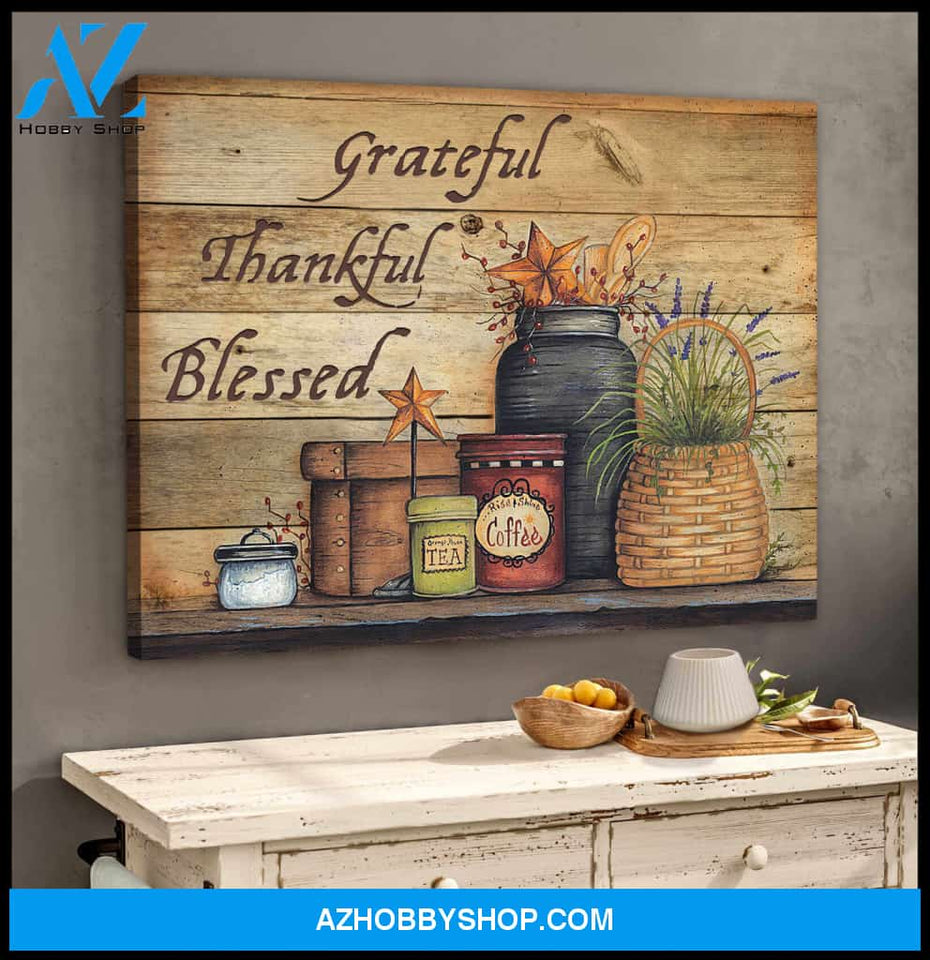 Farm Farmhouse Canvas Thankful Grateful Blessed AT Wall Art Decor