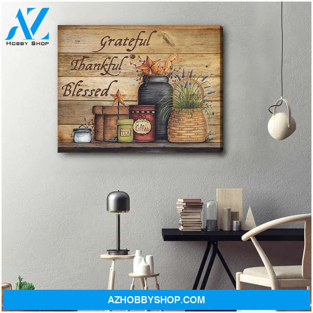 Farm Farmhouse Canvas Thankful Grateful Blessed AT Wall Art Decor