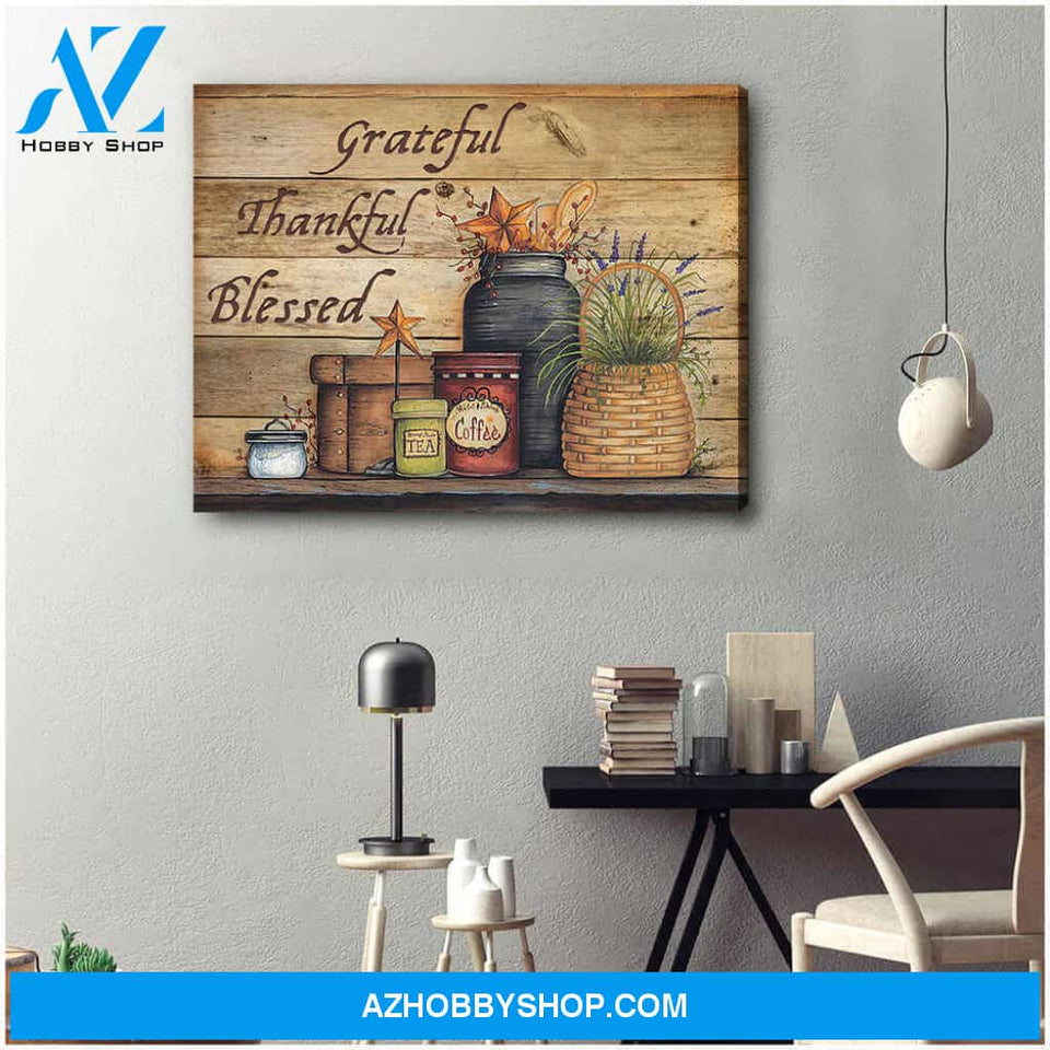 Farm Farmhouse Canvas Thankful Grateful Blessed AT Wall Art Decor