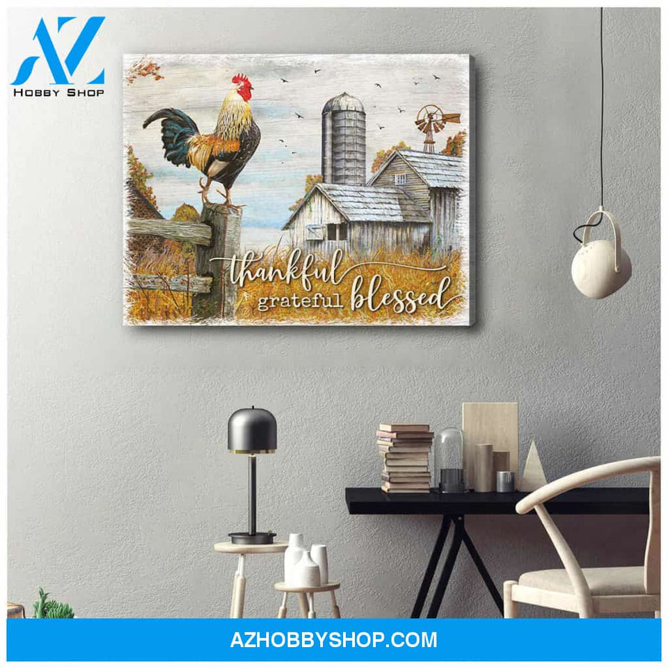 Farm Farmhouse Canvas Thankful Grateful Blessed Wall Art Decor