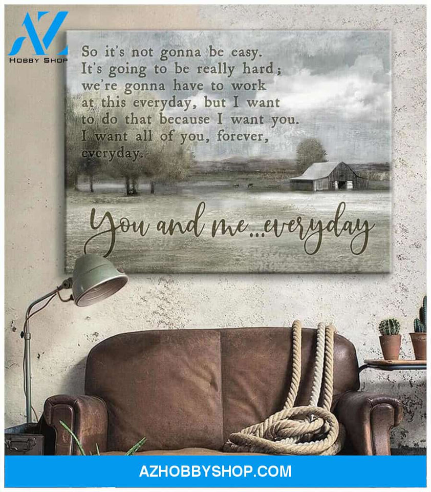 Farm Farmhouse Canvas You And Me Everyday Wall Art Decor, Wall Decor Visual Art Gift Family