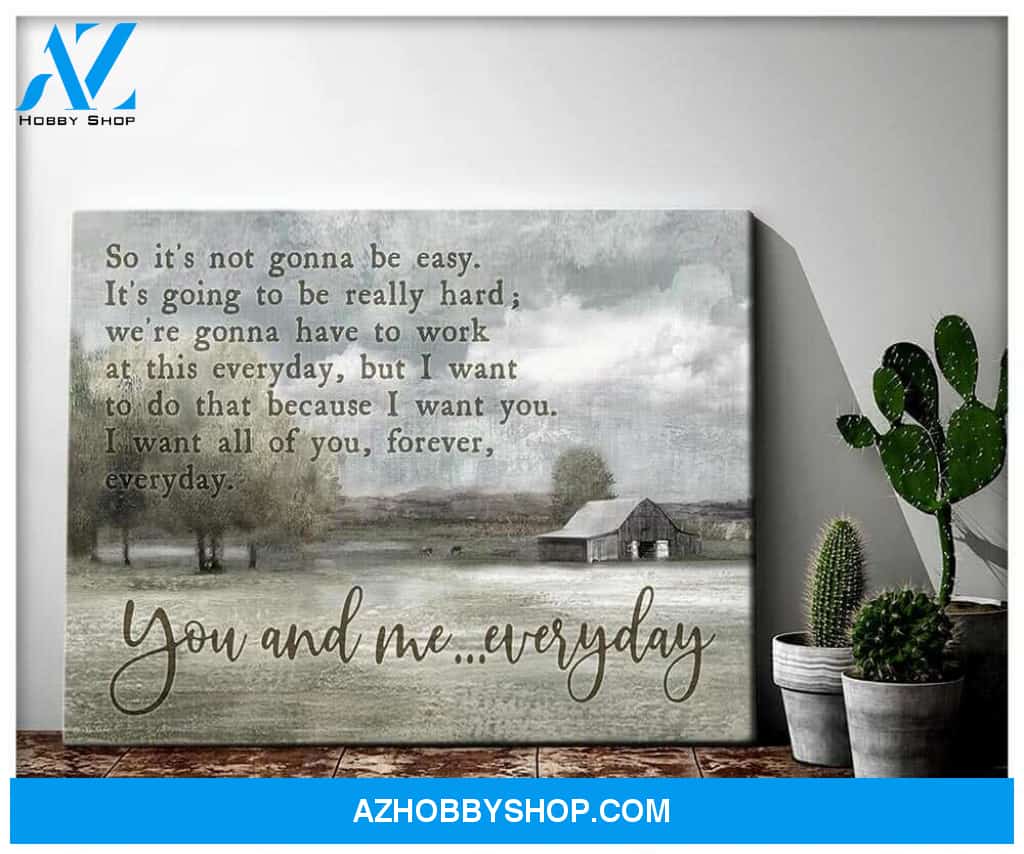 Farm Farmhouse Canvas You And Me Everyday Wall Art Decor, Wall Decor Visual Art Gift Family