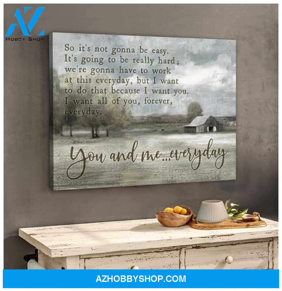 Farm Farmhouse Canvas You And Me Everyday Wall Art Decor, Wall Decor Visual Art Gift Family
