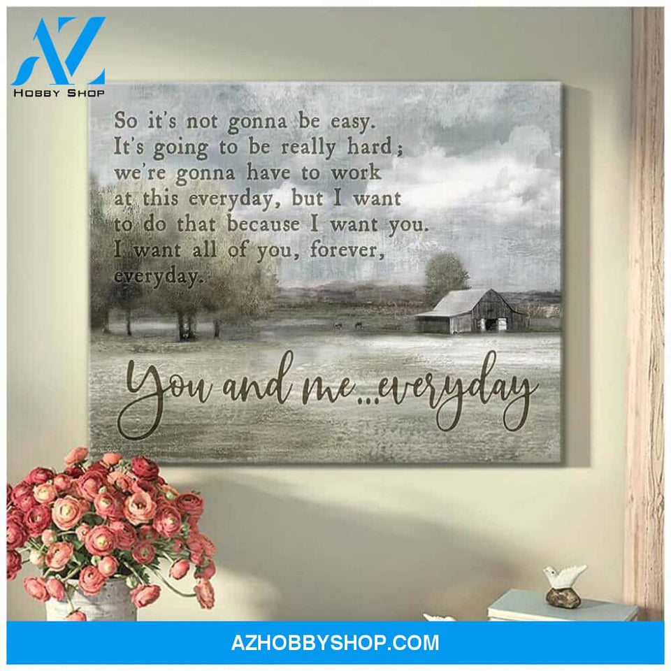 Farm Farmhouse Canvas You And Me Everyday Wall Art Decor, Wall Decor Visual Art Gift Family