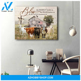 Farm Farmhouse Cattle Canvas Bless Home Wall Art Decor