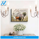 Farm Farmhouse Cattle Canvas Bless Home Wall Art Decor