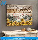 Farm Farmhouse Chicken Canvas Grateful Thankful Blessed Wall Art Decor