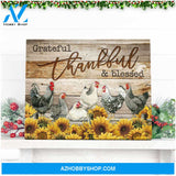 Farm Farmhouse Chicken Canvas Grateful Thankful Blessed Wall Art Decor