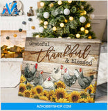 Farm Farmhouse Chicken Canvas Grateful Thankful Blessed Wall Art Decor