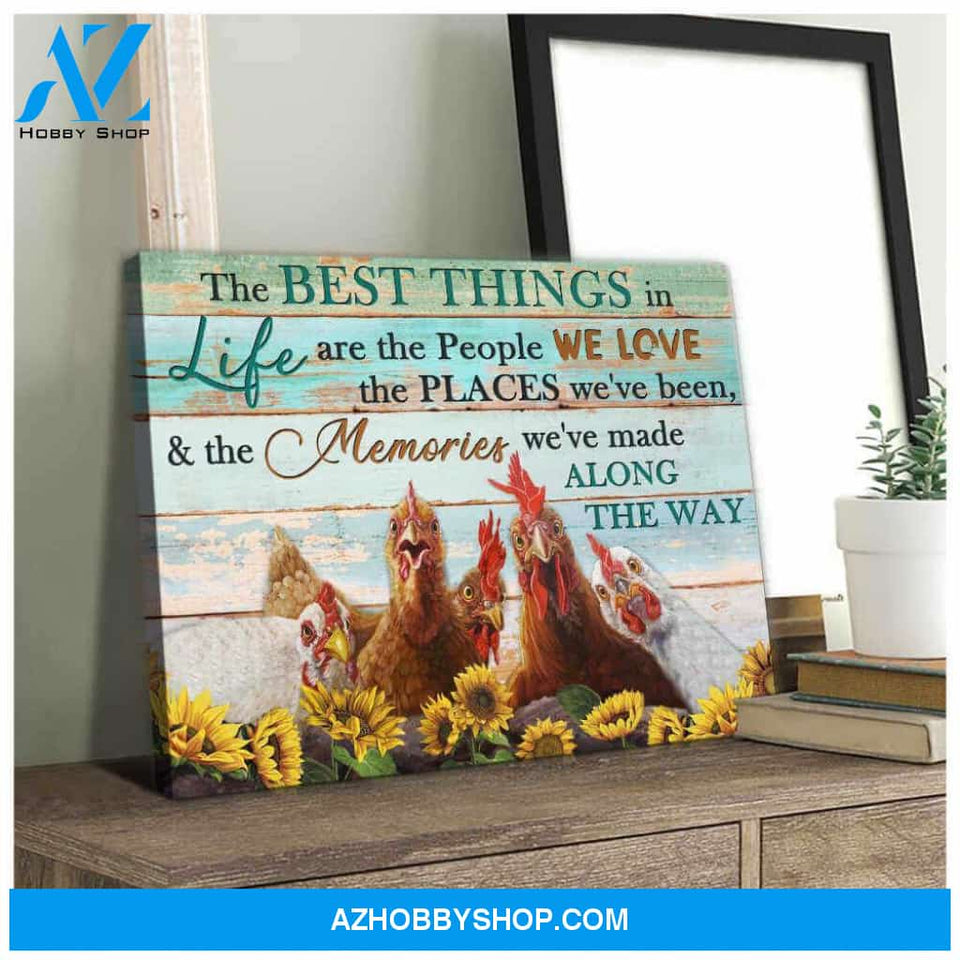 Farm Farmhouse Chicken Canvas The best things in life Wall Art Decor