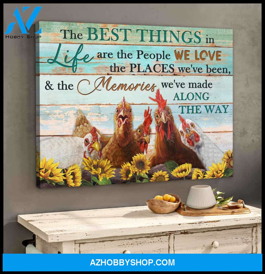 Farm Farmhouse Chicken Canvas The best things in life Wall Art Decor