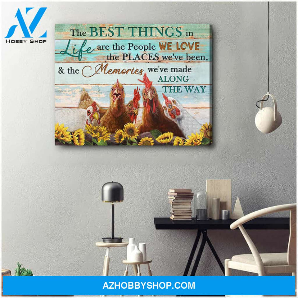 Farm Farmhouse Chicken Canvas The best things in life Wall Art Decor