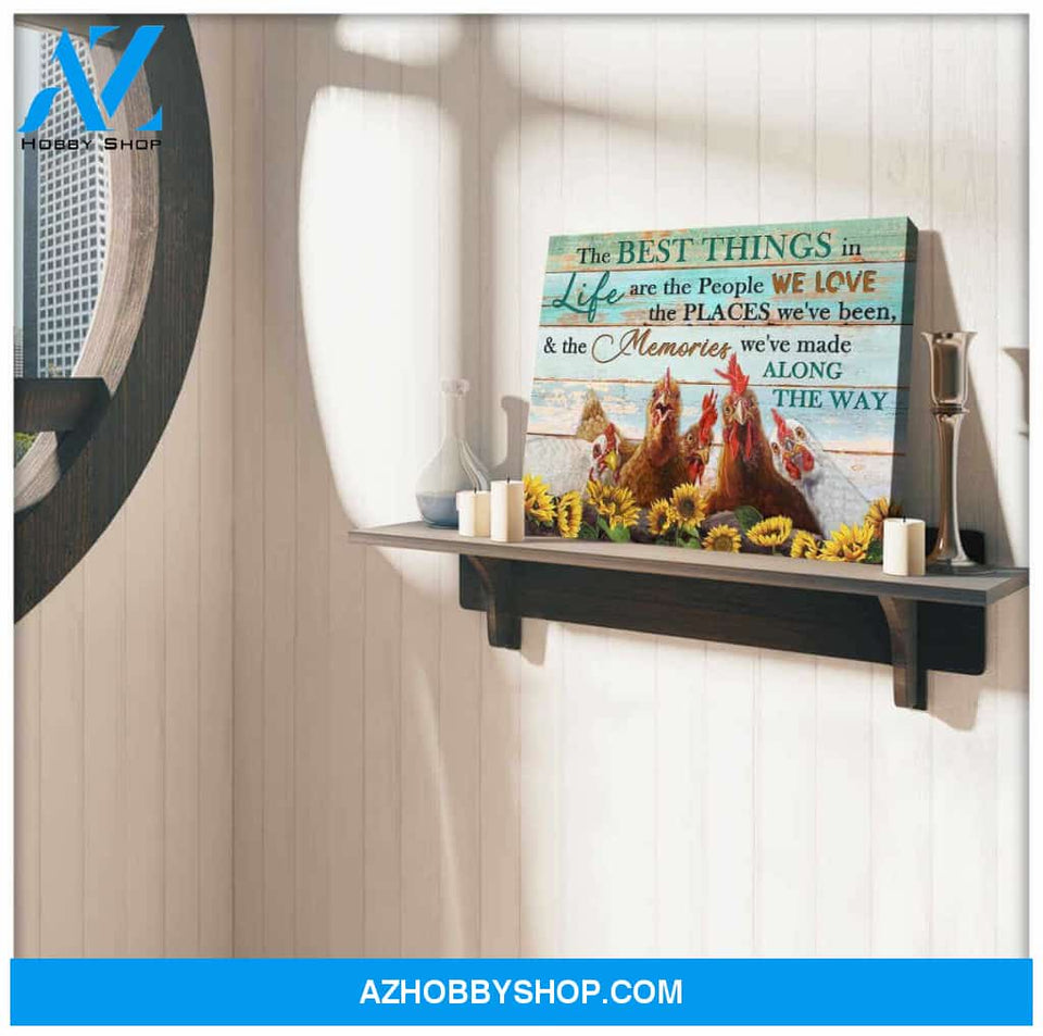 Farm Farmhouse Chicken Canvas The best things in life Wall Art Decor