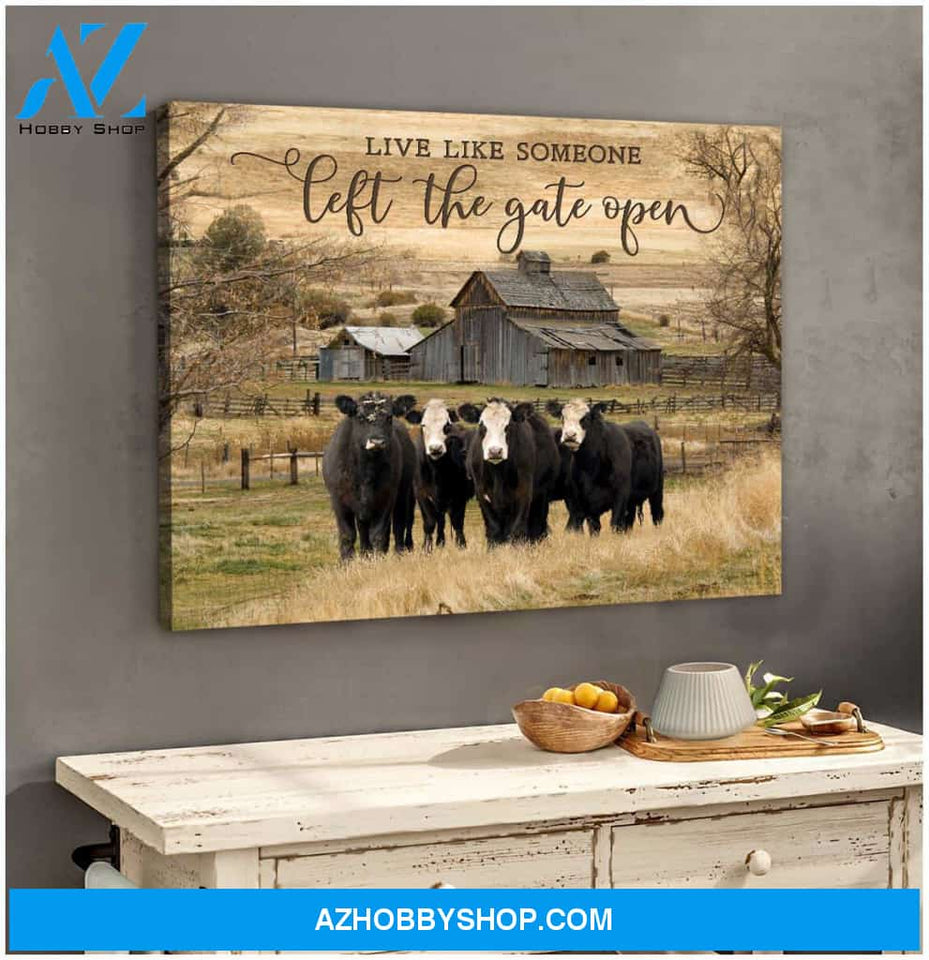 Farm Farmhouse Cow Canvas - Hanging Art Above Sofa