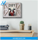 Farm Farmhouse Cow Joy To The World Canvas Wall Art Decor