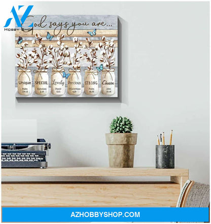 Farm Farmhouse God Says You Are Cotton Flowers and Butterflies Canvas Wall Art Decor