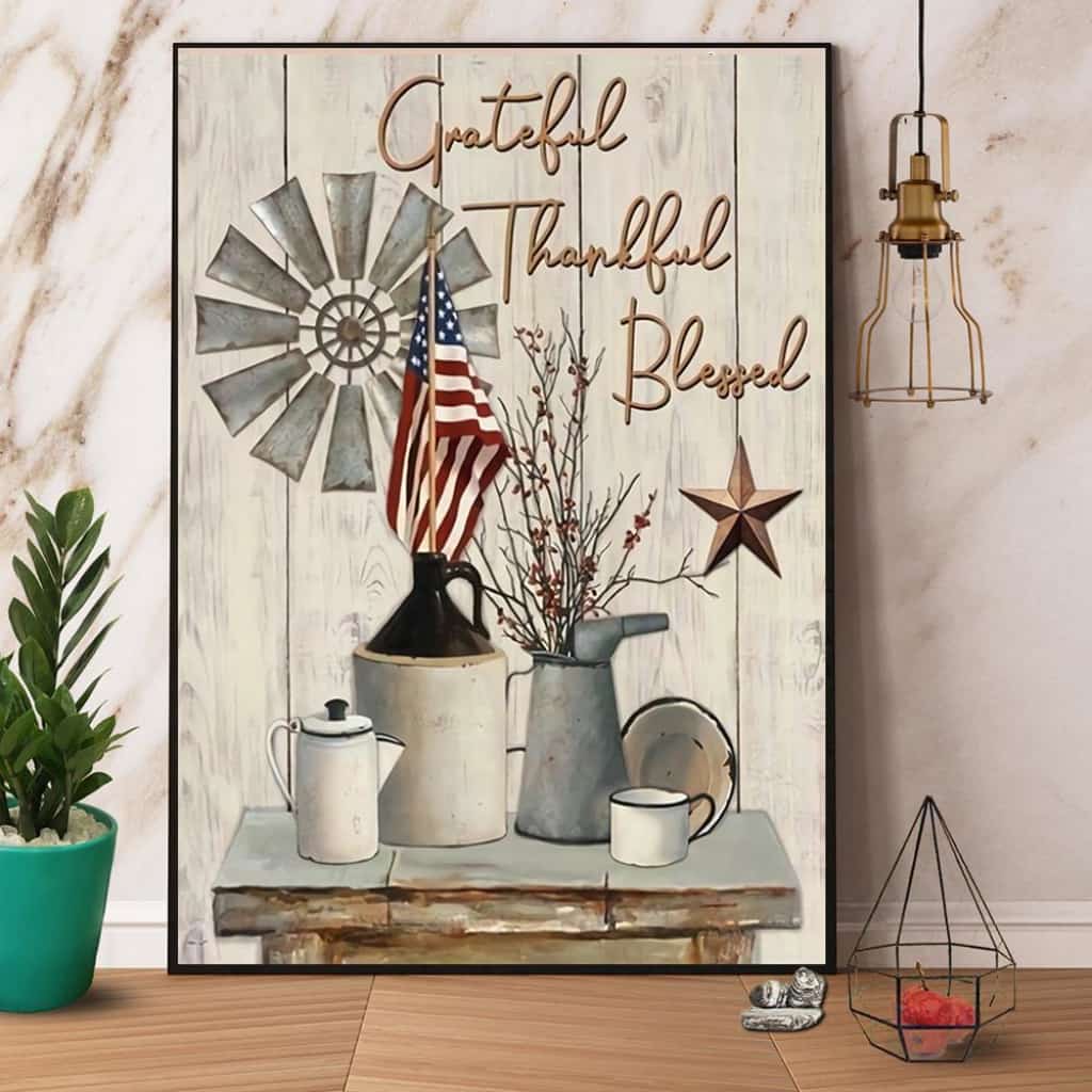 Farm Farmhouse Grateful Thankful Blessed Paper Poster No Frame Matte Canvas Wall Decor