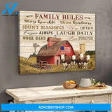 Farm Farmhouse Hereford Cow Family Rules Canvas Wall Art Decor