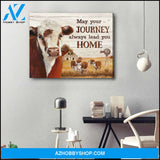 Farm Farmhouse Hereford Cow May Your Journey Always Leads You Home Canvas Wall Art Decor