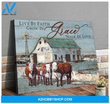 Farm Farmhouse Hereford Cows Canvas Live By Faith Wall Art Decor