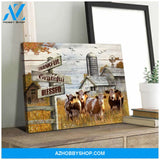 Farm Farmhouse Hereford Cows Thankful Grateful Blessed Canvas Wall Art Decor