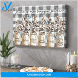 Farm Farmhouse Home Is My Happy Place Butterfly Canvas Wall Art Decor