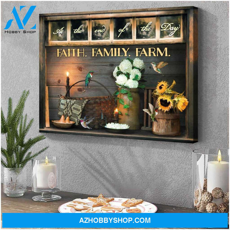 Farm Farmhouse Hummingbirds At the end of the day Canvas Wall Art Decor