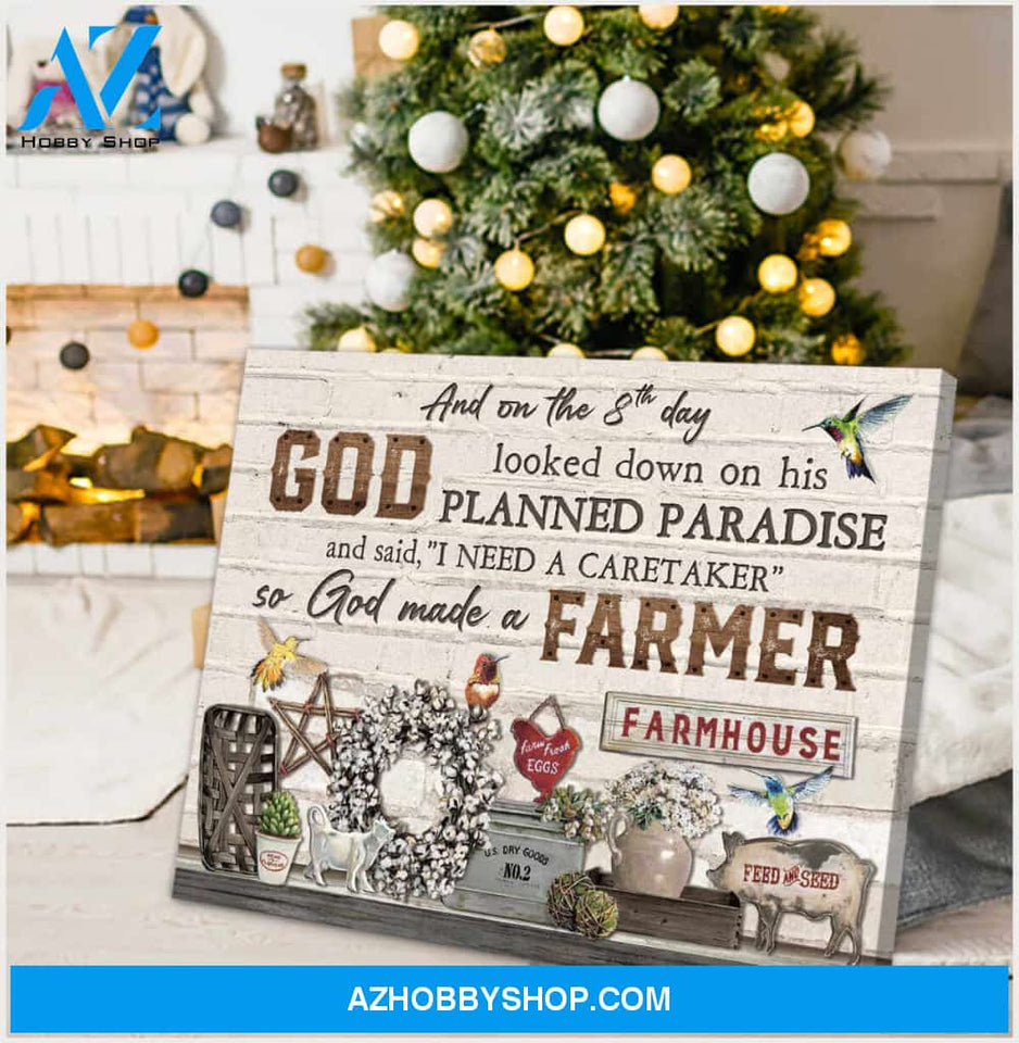 Farm Farmhouse Hummingbirds Canvas So God made a farmer Wall Art Decor