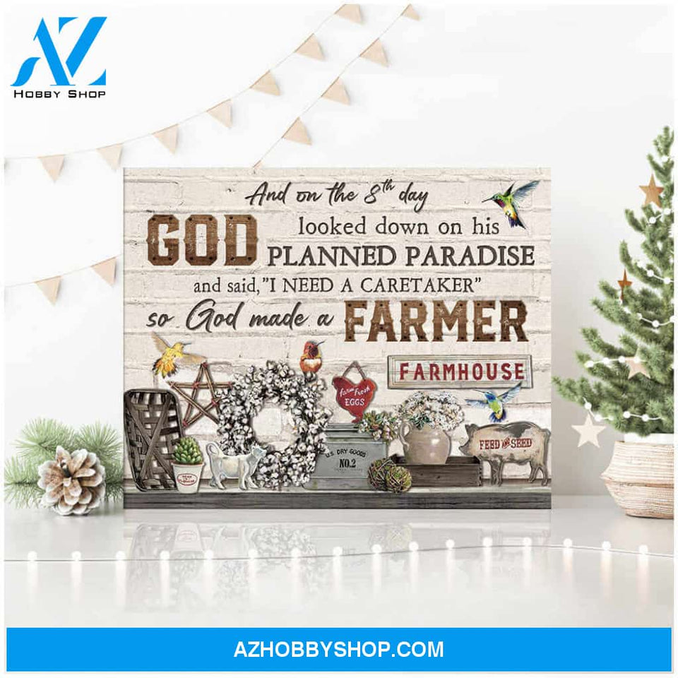 Farm Farmhouse Hummingbirds Canvas So God made a farmer Wall Art Decor