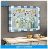 Farm Farmhouse Hummingbirds It is well with my soul Canvas Wall Art Decor