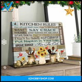 Farm Farmhouse Kitchen and Cardinal Canvas Kitchen Rules Wall Art Decor