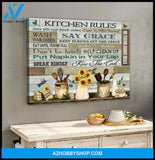 Farm Farmhouse Kitchen and Hummingbirds Canvas Kitchen Rules Wall Art , gifts for hummingbird lovers