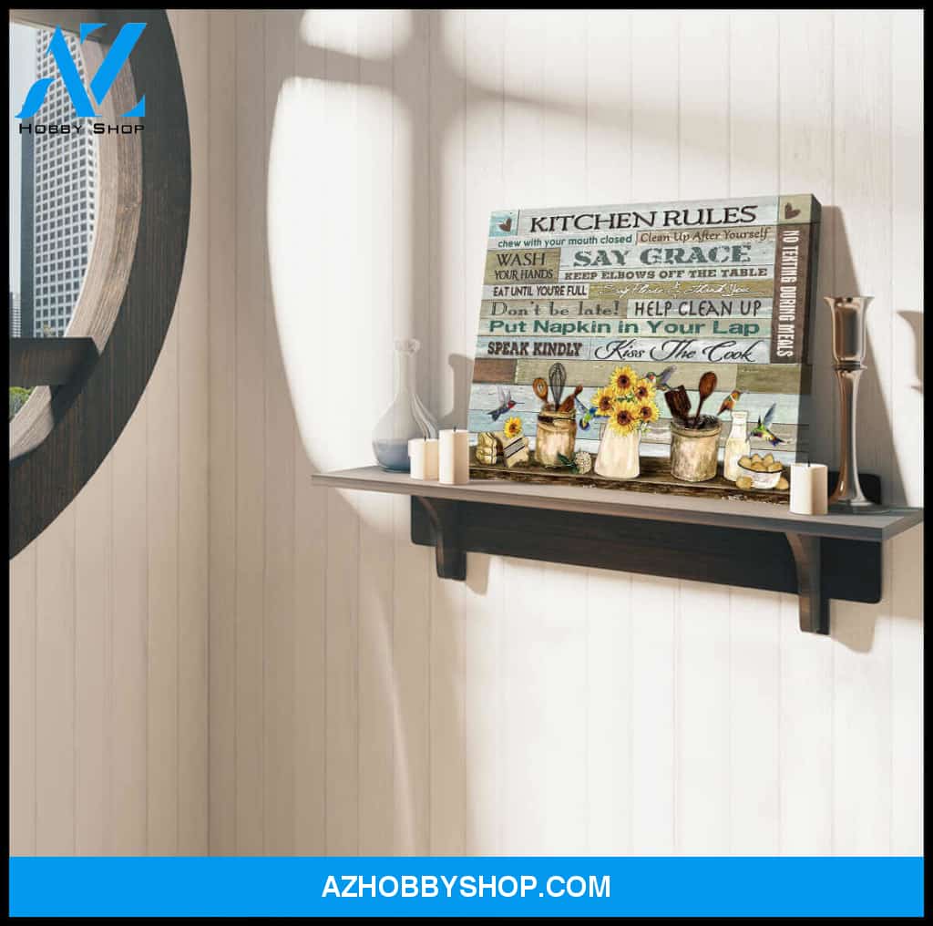 Farm Farmhouse Kitchen and Hummingbirds Canvas Kitchen Rules Wall Art Decor