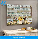 Farm Farmhouse Kitchen and Hummingbirds Canvas Kitchen Rules Wall Art Decor