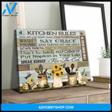 Farm Farmhouse Kitchen and Hummingbirds Canvas Kitchen Rules Wall Art Decor